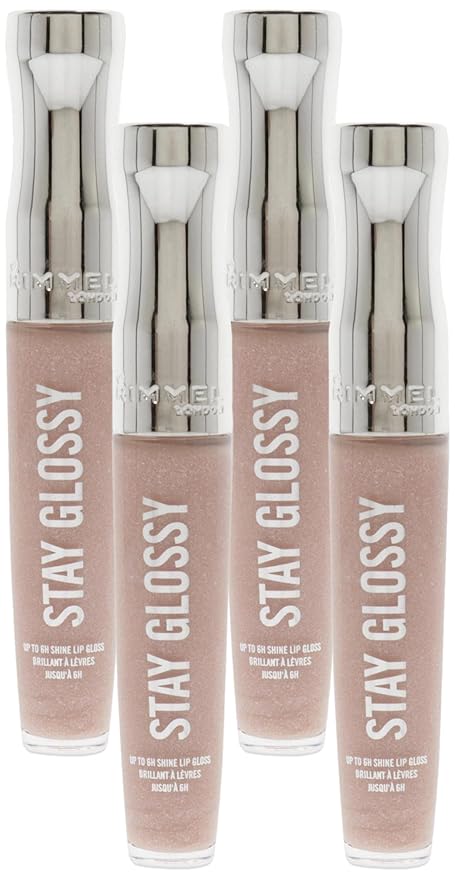 Rimmel Stay Glossy Lipgloss, Dorchester Rose, 0.18 Fl Oz (Pack of 4)