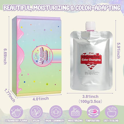 JCOOS Lip Gloss Base, Color Changing Lip Oil, Lipgloss Base, 2PCS 3.5 Ounce Lip Gloss Base Clear, Glossy, Moisturizing Lipstick for Women, Lip Glow Oil, Diy Lip Gloss Making Kit Make Your Own Beginner