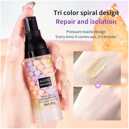 Face Primer for Makeup 3 Colors Isolation Cream Color Corrector Primer Concealer Invisible Pore Brightening Primer Base Corrector Natural Isolation Cream Primer Face Makeup