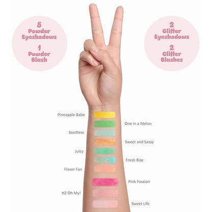 The Sweet Life Glisten & Glitter Makeup Palette 10 Color Eyeshadow Palette & Blush Makeup Novelty Beauty Set, Fold Out Compact with Mirror,Washable, Non-Toxic