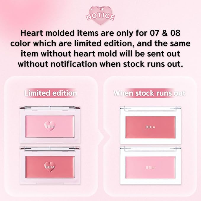 BBIA Ready To Wear Downy Cheek Cream Blush 2P Set (08 DOWNY ROSY + 01 DOWNY PINK) / Blendable and Lightweight Cheek Makeup, Highly Pigmented with Long Wearing Formula