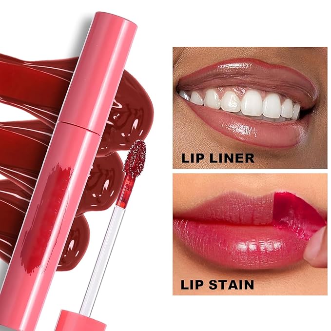 Peel Off Lip Tint, Wipe-On Colour Liquid Lipsticks, Tattoo Lip Glaze, Matte High Pigment Long Wear Waterproof Lip Contour Stain Non Smudge Transfer Proof Tear-off Lip Gross (#02, 0.12 floz)
