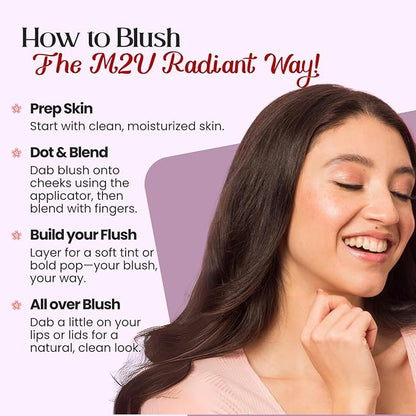 M2U NYC Light Pink Liquid Blush – Soft, Dewy Liquid Blush for Cheeks with High Pigment Color & Breathable Feel – Lightweight & Blendable, Long-Lasting Formula Infused with Rosehip Oil (Cotton Candy)