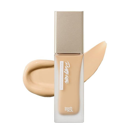 TOUCH IN SOL Pretty Filter Perfect Finish Foundation for Flawless, Natural Look - Lightweight and Full-Coverage Matte Base for All Skin Types, 1.18 fl.oz. (#1 Light)