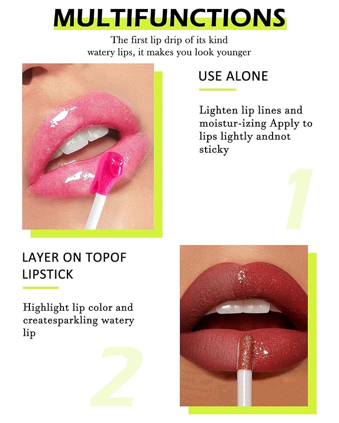 Lip Oil Lip Glaze-1Pcs Big Brush Head Hydrating Pink Lip Glow Oil,Shiny Transparent Lip Gloss Plumping,Long Lasting Non-sticky Clear Glow Reviver Lip Care Oil,Women's Day Lip Makeup Gift-03#