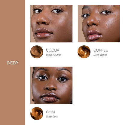 OFIR Skin Satin Medium Coverage Foundation | Lightweight Foundation Makeup with Vegan Formula | Blue Light Protection & Non-Creasing for Long-Lasting Wear | 1 FL OZ (Truffle - Very Deep Cool)
