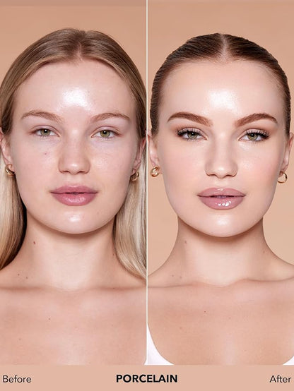 SHEGLAM Skinfinite Hydrating Foundation Flawless Dewy Foundation Hydrating Coverage Invisible Pore Concealer Pore-less Non-Greasy Lightweight Natural Soft Liquid Foundation-Porcelain