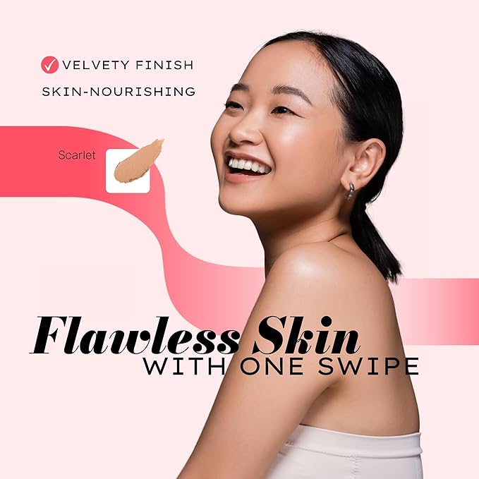 Touch Stick Foundation | Scarlet | Makeup Marvel for Flawless Beauty | Full Coverage Foundation, Concealer & Highlighter | Velvety Finish | Nourishing Skin Care & Sculpting Contour Stick