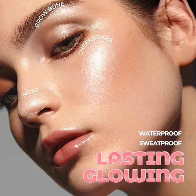 SACE LADY Jelly Highlighter Stick, Face Glow Sticks with Watery Radiant Finish, Easy Blend & Long Lasting, Multi-Use Cream Highlighter Makeup 3 Colors (02 ROSE, 1pc)