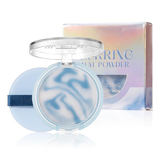 Poreless Pressed Setting Powder, Oil Control Face Blurring Free Jelly Texture Face Makeup, Waterproof Long-Lasting Finishing Lightweight Skin-friendly Setting Powder, #02 Blue
