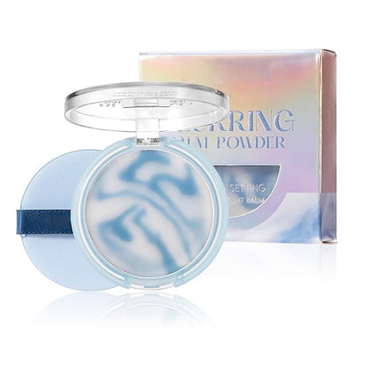Poreless Pressed Setting Powder, Oil Control Face Blurring Free Jelly Texture Face Makeup, Waterproof Long-Lasting Finishing Lightweight Skin-friendly Setting Powder, #02 Blue
