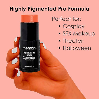 Mehron Makeup CreamBlend Stick | Face Paint, Body Paint, & Foundation Cream Makeup | Perfect for Halloween .75 oz (21 g) (Auguste)