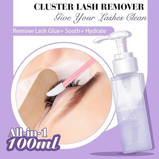 Lash Remover for Cluster Lashes Lash Cluster Remover 100ML Cluster Lash Remover Cluster Lash Glue Remover DIY at Home Lash Adhesive Remover Lash Bond Remover(Remover-100ml)