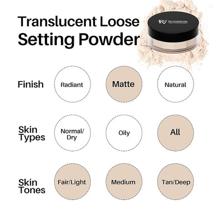FV Baking Powder, Lightweight Loose Smooth Ivory Setting Powder Highlighter Poreless Longwearing Matte Waterproof Oil Absorb Makeup Powder for Setting with No Flashback 0.35oz(10g)