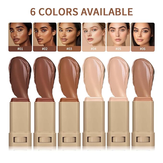 Foundation Stick Beauty Balm Serum Boosted Skin Tint, Solid Tinted Moisturizing Serum Contour Stick Foundation Face Stick for Women, Natural Finish Makeup