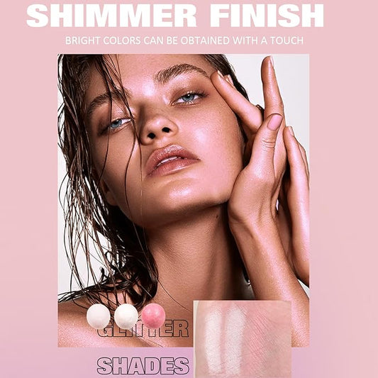 5 Colors Shimmer Matte Setting Powder with Puff, Oil Control Face Loose Translucent Powder Makeup,Brighten Longlasting Finishing Powder,Lightweight Waterproof Soft Focus Blurring Powder, 01