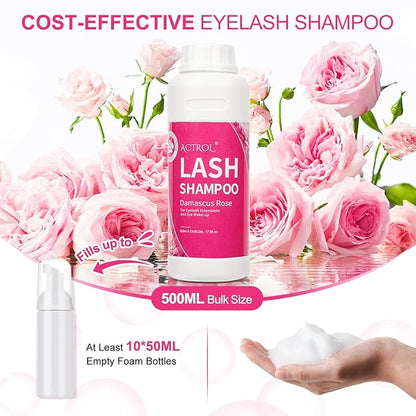 Lash Extension Cleanser Rose 500ml Eyelash Shampoo Lash Cleanser Foam with Salon and Home Care