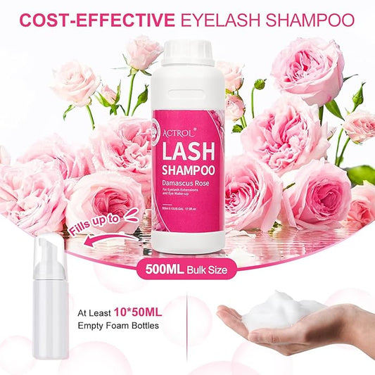 Lash Extension Cleanser Rose 500ml Eyelash Shampoo Lash Cleanser Foam with Salon and Home Care
