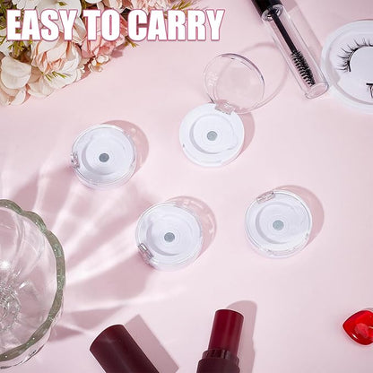 NICENEEDED 4 PCS Single Eyeshadow Case, Round Empty Makeup Container Eyeshadow Sub Packaging Container, Empty Tray Organizer Lipstick Palette Container For Sample DIY