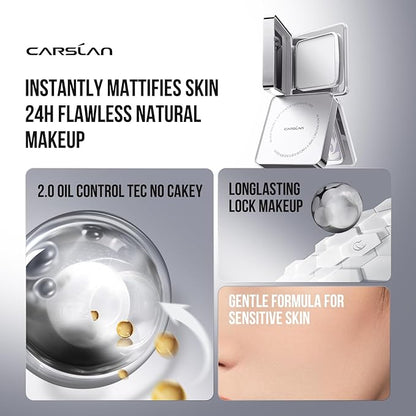 Black Magnet Soft Focus Powder, Waterproof Translucent Pressed Setting Powder, 24H Longlasting Talc-Free Face Powder, Oil Control Compact Makeup,03 Blue Purple For Sensitive Skin, 0.28Oz