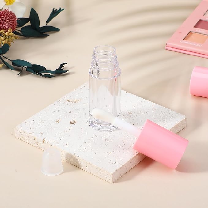 DIVINA VITAE 15Pcs Lip Gloss Tubes Empty Lipgloss Tubes with Chunky Wand, 6ML Refillable Lip Gloss Containers Bottles for DIY Lipgloss Makeup Cosmetic(Pink)