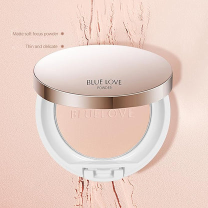 BLUE LOVE Matte Pressed Powder Foundation - Lightweight, Longwear Oil-Free Compact for Shine Control & Flawless Medium to Full Coverage Finish (Ivory)