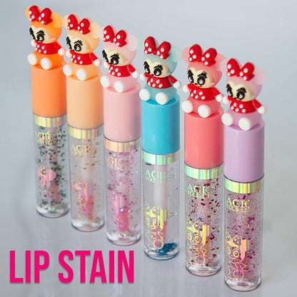 48 Bundle Mini Mouse Red Bow Magic Mood Color Changing Lip Gloss & Lip Stain Set of 6, Kid Friendly, Non-Toxic Long Lasting, Non-Sticky Gifts For Women, Girls, Teens Novelty Party