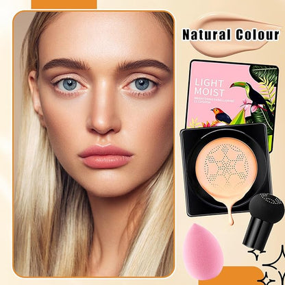 2Pcs Mushroom Head Air Cushion CC Cream Foundation Makeup,Moisturizing BB Cream Face Makeup Liquid Foundation,Long Lasting Full Coverage Concealer for All Skin Types（Natural）E