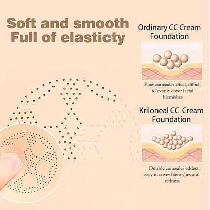 CC Cream Foundation Mushroom Head Air Cushion Face Makeup Moisturizing Concealer Waterproof Oil Control Long-Lasting Nude Makeup Even Skin Tone for All Skin Types(Ivory White)