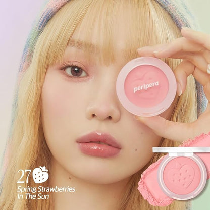 PERIPERA Pure Blushed Sunshine Cheek Blush (Soft Berry Collection), Matte Natural Sheer Glow, Glowy Finish, Natural-Looking Fnish (027 Strawberry Pink, One Size)