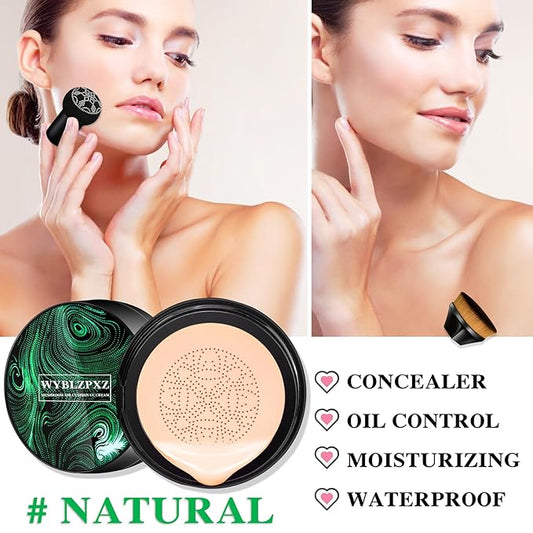 Mushroom Head Air Cushion CC Cream BB Cream Cushion Foundation Set Moisturizing Full Coverage Foundation Concealer Lasting Foundation Makeup Even Skin Tone Makeup Base Primer（4 Pcs）