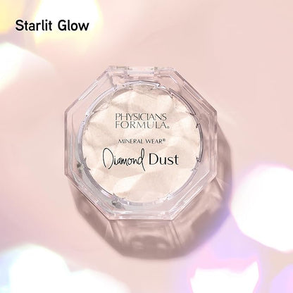 Physicians Formula Diamond Dust Mineral Powder Starlit Glow, Translucent Setting Powder Makeup, Finishing Powder For Face, Clean Beauty, Dermatologist Approved