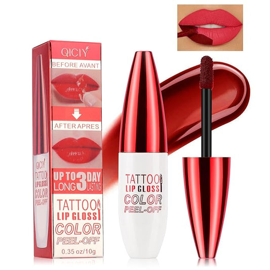 Peel Off Lip Stain, Lip Tint, Long Lasting, Waterproof, Transfer-Proof, Highly Pigmented Color #03Red