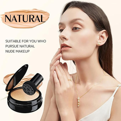 Mushroom Heads Air Cushion CC Cream,Moisturizing BB Cream,air cushion cc cream foundation,Full Coverage Long Lasting Concealer,Even Skin Tone Base Nude Makeup Foundation