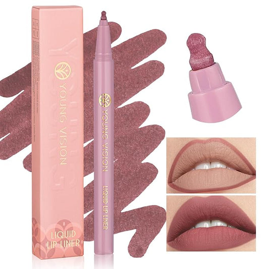 YOUNG VISION Gourd-Shaped Precision Liquid Lipstick & Lipliner - Nude Matte Shades