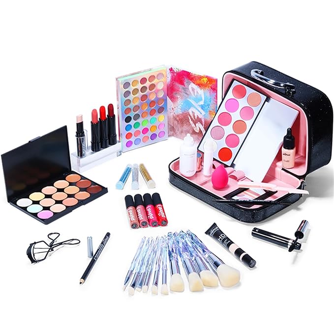 All in One Makeup Kit for Women Full Kit, Mother's Day Gifts for Women Girls, Makeup Essential Bundle Include Eyeshadow Palette Lipstick Blush Foundation Concealer Mascara Eyebrow Pencil