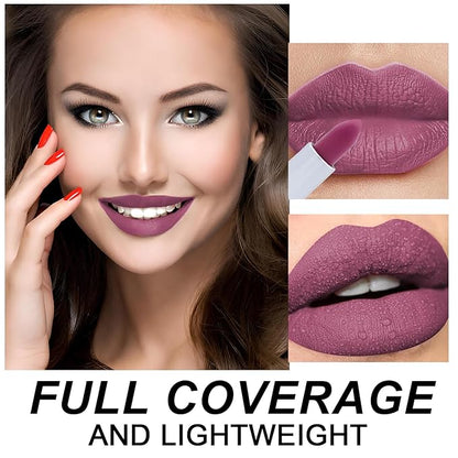 Matte Bullet Long Wear Lipstick - Vegan and Cruelty-Free - Smudge and Waterproof Matte Lipstick with Moisturizing Formula - All Day Comfort - (Plum Allure #22)