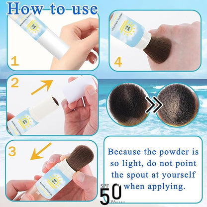 Sunscreen Setting Powder SPF 50+ PA++++,Oil Control Brush On Powder Sunscreen Makeup,Breathable Long Lasting Mineral Loose Powder,Lightweight Flawless Concealer for All Skin Types