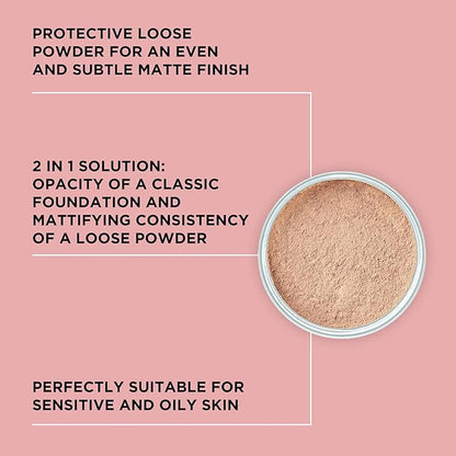ARTDECO Mineral Powder Foundation - natural beige – loose setting powder for a smooth finish - medium coverage - perfect for sensitive & oily skin - makeup with zinc & magnesium - vegan-0.53 Oz