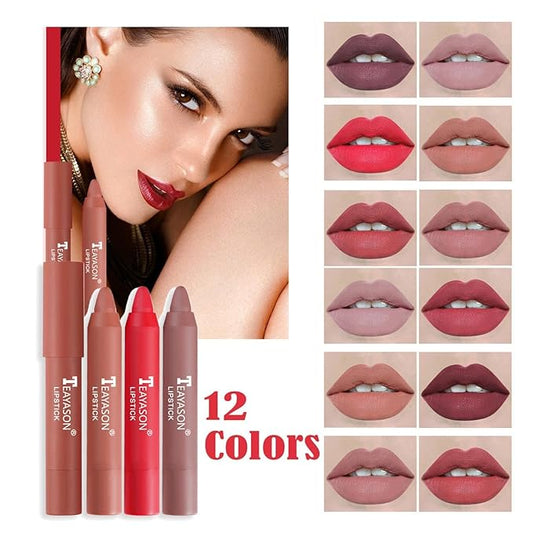 Agrifilm Matte Velvet Lipstick Lip Crayon Nourishing Non-Stick Cup Lip Stain Lip Gloss,Long-lasting Waterproof Lip Stick Lip Makeup for Women (6)
