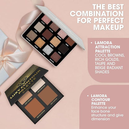 Lamora Attraction Smokey Eyeshadow Palette with Powder Contour Palette