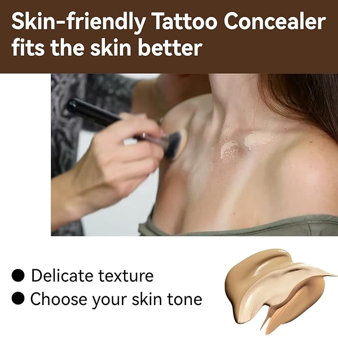 Tattoo Cover Up,Waterproof Invisible Concealer Body Leg Bruise Stretch Scar Dark Spots Vitiligo Skin Makeup Waterproof,Professional Long Lasting Tattoo Cover Up Suitable for Men and Women,2 Pcs Color