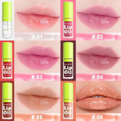 2025NEW-6 Colors Lip Tint Stain Set,Moisturizing and Hydrating Lip Gloss Pack, Non-sticky Fat Oil Lipgloss,Clear Lip Gloss and Glow Lip Oil for Woman（02#）