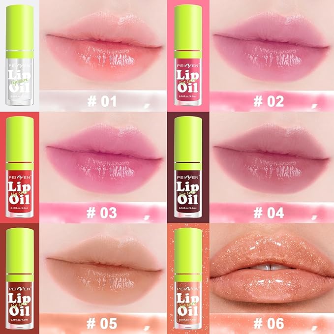 6 Colors Ultra-large Capacity Lip Gloss Set, Clear Lip Gloss and Glow Lip Oil For Woman, Soft and Smooth Lip Gloss Pack,Moisturizing and Hydrating Lip Makeup,Non-sticky Fat Oil Lip Gloss