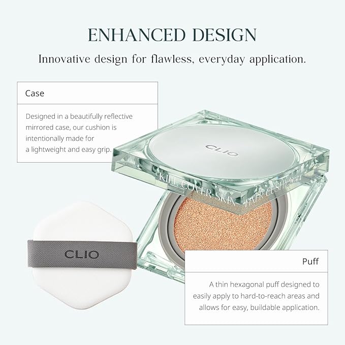CLIO KILL COVER SKIN FIXER CUSHION (Advanced Version) (21C LINGERIE, [Refill Included])