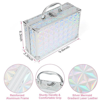 Anpro All-In-One Makeup Carry Case with Pro Teen Makeup Set, Full Starter Cosmetics Kit with Makeup Brushes, Lipsticks, Eye Shadows Palette, Blushes, Glitter Gel