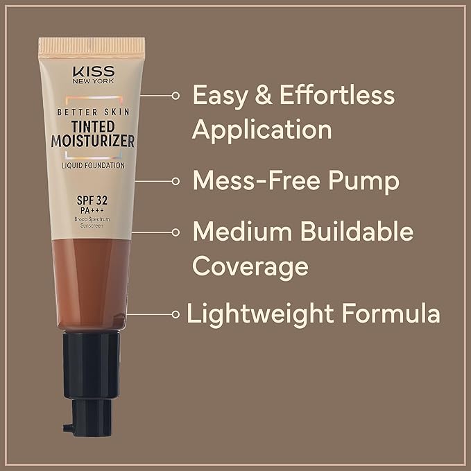 Tinted Moisturizer with SPF 32 PA+++ (Caramel), 12 Hour Hydrating Sunscreen for Face, No White Cast, Natural Radiant Finish, Medium Coverage, With Hyaluronic Acid, Vitamin E, Peptide