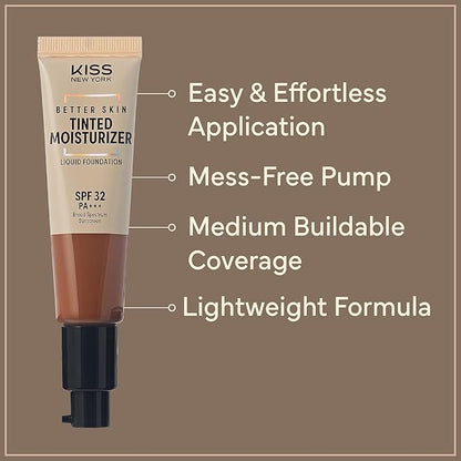 Tinted Moisturizer with SPF 32 PA+++ (Caramel), 12 Hour Hydrating Sunscreen for Face, No White Cast, Natural Radiant Finish, Medium Coverage, With Hyaluronic Acid, Vitamin E, Peptide