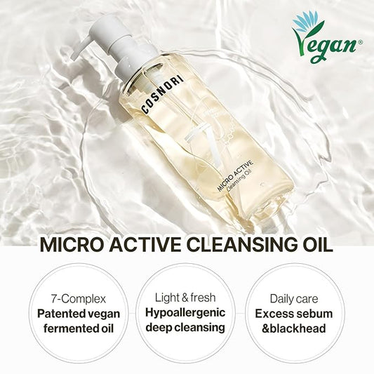 COSNORI Double Cleanser Set - Micro Active Cleansing Oil & Foam - Vegan, Non-Irritating, Deep Cleansing, Korean Skin Care