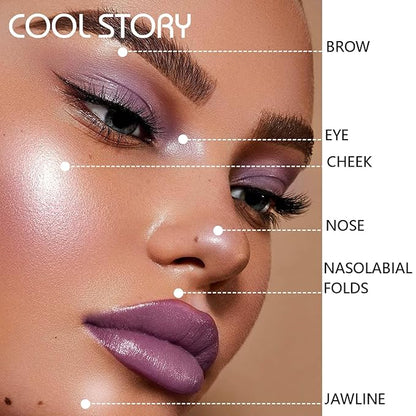 COOL STORY Face High Lighters Makeup Glitter Illuminator Pressed Powder Luminizers Eyeshadow Palette Powder for Face Body Cheek Skin 3#